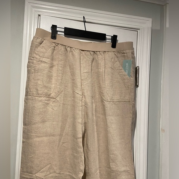 NWT Coldwater Creek Size 16P Flax 100% Linen Pull On Straight Leg Pants Beachy - Picture 6 of 13